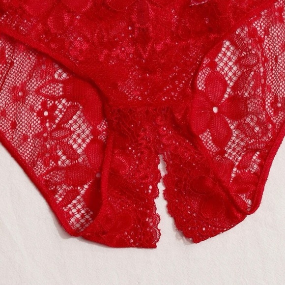 Lace Bow Front Crotchless Panty - Picture 4 of 5